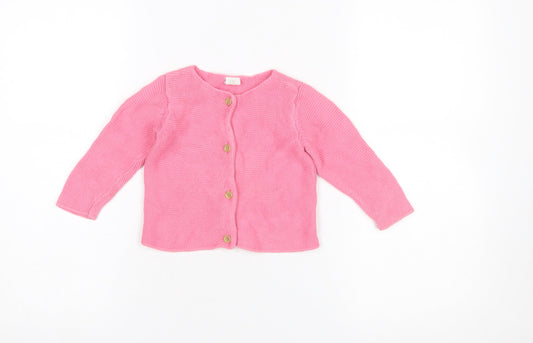 H&M Pink Cotton Knit Cardigan 9-12 Months Unisex Baby Long Sleeve Jumper