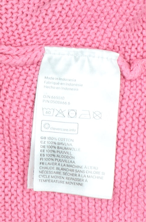 Additional view of H&M Pink Cotton Knit Cardigan 9-12 Months unisex baby long sleeve jumper