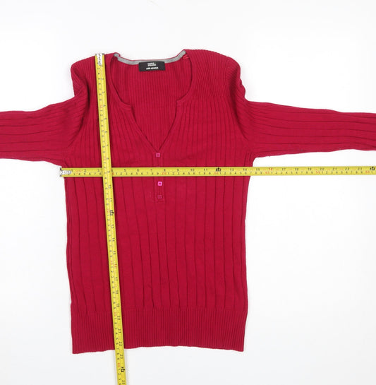 Womens UK Size 10 Marks and Spencer Red Henley Jumper