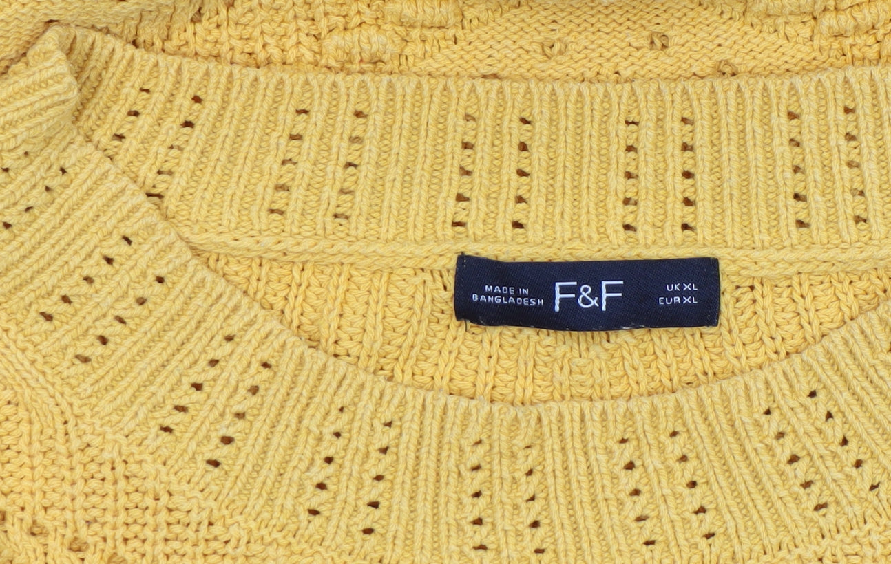 Womens UK Size XL F&F Yellow Pullover Jumper