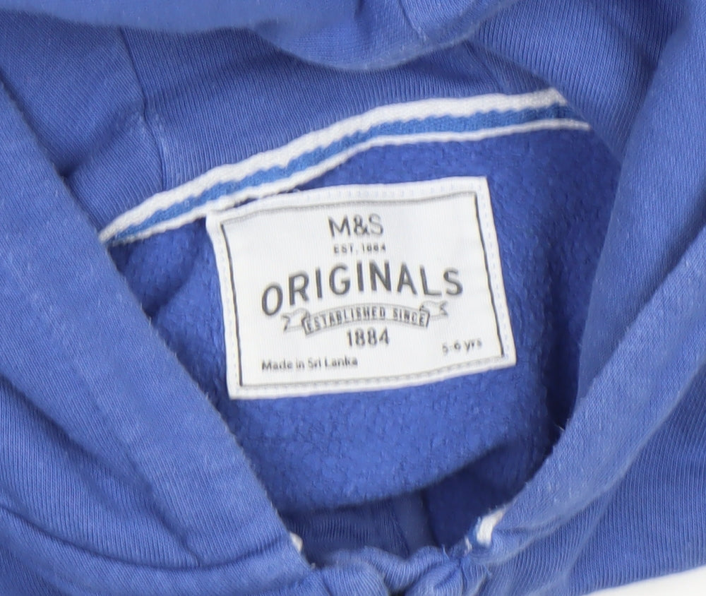Boys UK Size 5-6 Years Marks and Spencer Blue Full Zip Hoodie