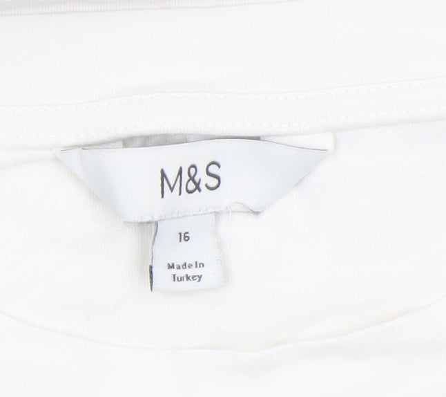 Womens UK Size 16 Marks and Spencer White Basic T-Shirt