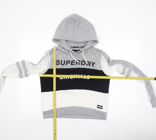 Womens UK Size M Superdry Grey Pullover Hoodie