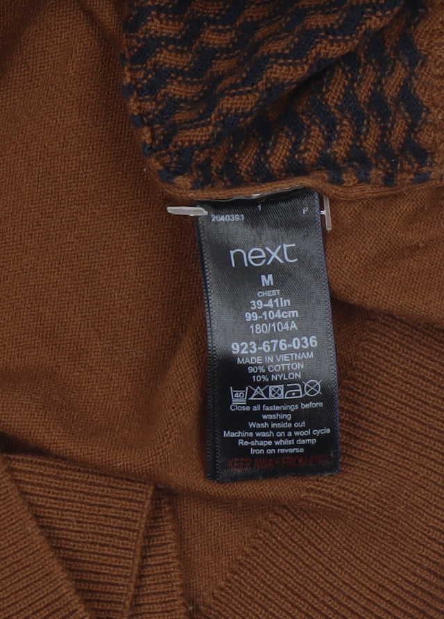 Mens UK Size M NEXT Brown Henley Jumper