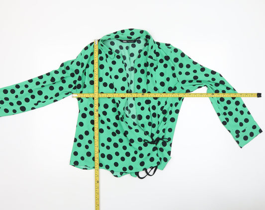 Womens UK Size 12 Zara Green Wrap Blouse