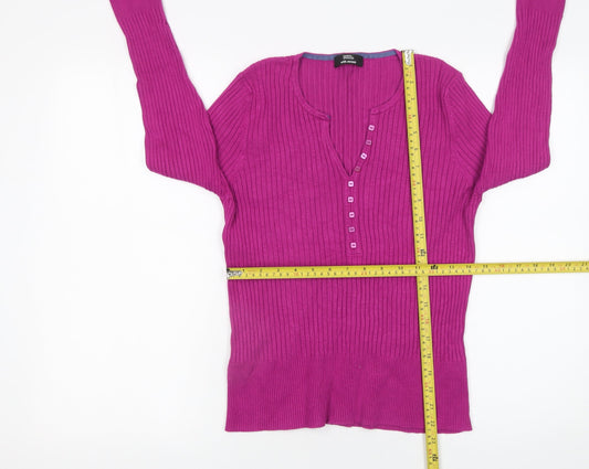 Womens UK Size 18 Marks and Spencer Pink Henley Jumper