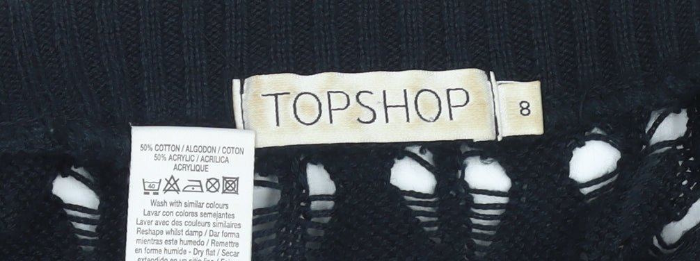 Womens UK Size 8 Topshop Black Shrug Jumper