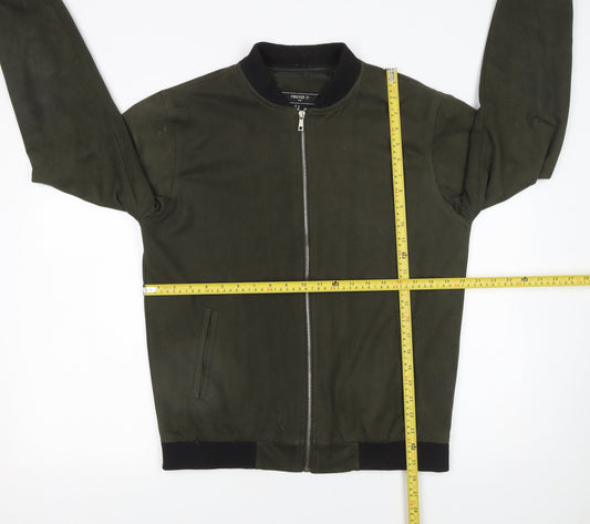 Forever 21 Men Green M Bomber Jacket Lightweight Full Zip Casual