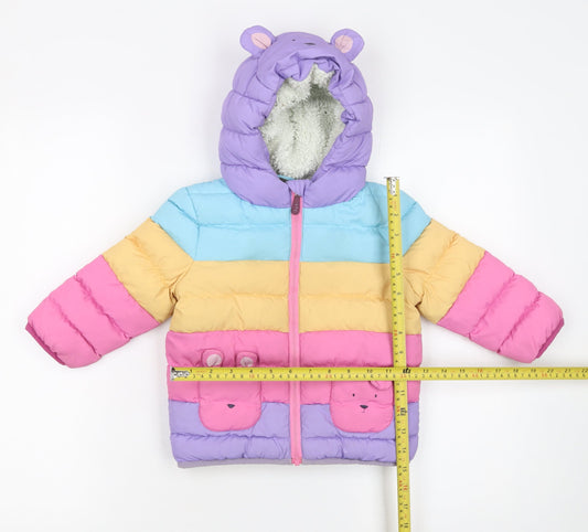 JoJo Maman Bébé Unisex Baby Multicoloured Hooded Puffer Jacket 18-24 Months