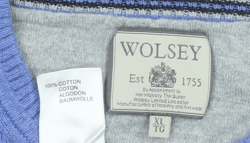 Mens UK Size XL Wolsey Blue Pullover Jumper