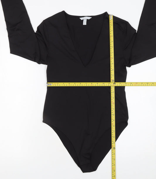 Womens UK Size 12 H&M One-Piece Black Bodysuit
