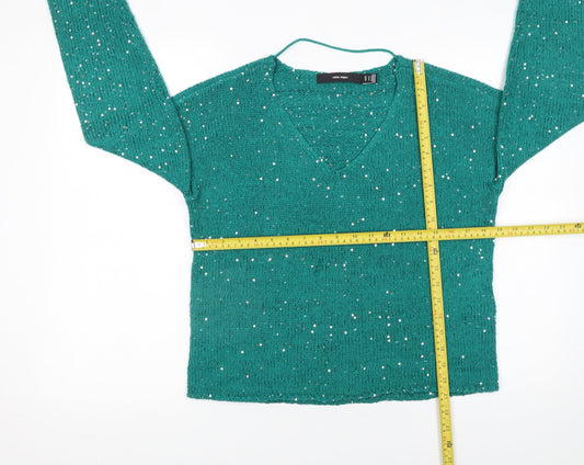 Womens UK Size 12 VERO MODA Green Pullover Jumper