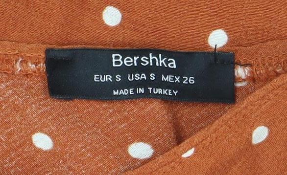 Womens UK Size 8 Bershka Orange Basic Blouse
