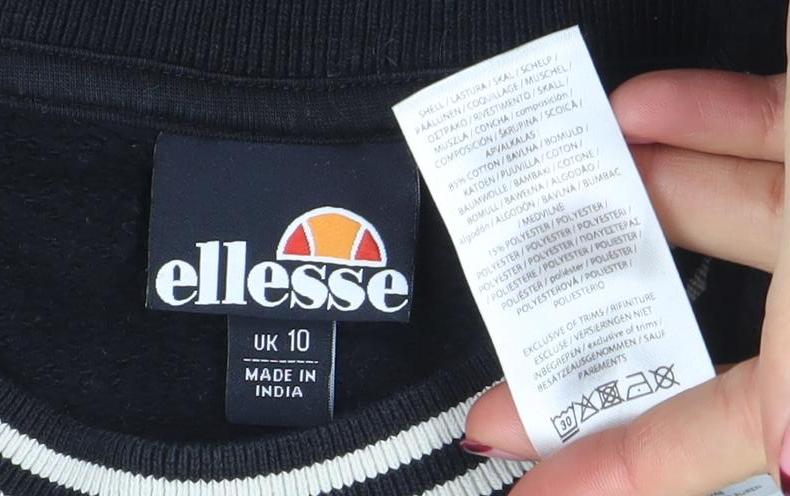 Womens UK Size 10 ellesse Black Pullover Sweatshirt