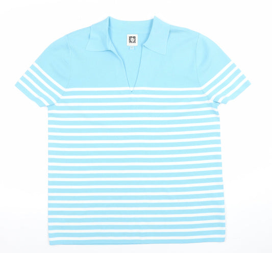 Womens UK Size L Anne Klein Blue Basic Polo