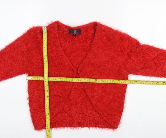 Womens UK Size M Simon Jeffrey Red Cardigan Jumper
