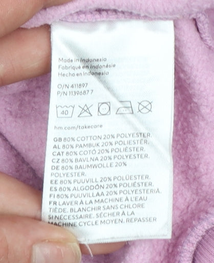 Additional view of H&M girls’ pink cotton blend crew neck pullover sweatshirt 9-10 years