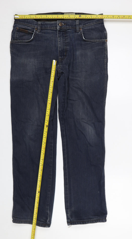 Mens UK Size M Wrangler Regular Fit Straight Blue Jeans