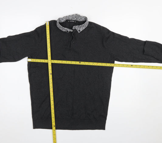 Mens UK Size M Dunnes Stores Grey Henley Jumper