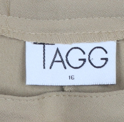 Womens UK Size 16 TAGG Regular Fit Business Casual Formal Workwear Beige Trouser