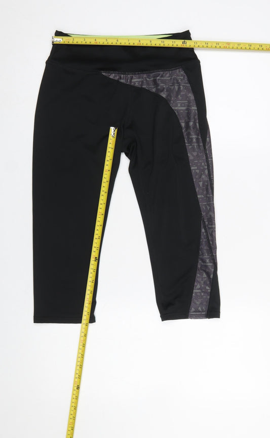 Womens UK Size S Crane Slim Fit Capri Black Leggings