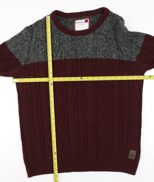 Mens UK Size L CENTERED Red Pullover Jumper