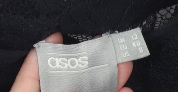 Womens UK Size 12 ASOS Black Kimono Blouse