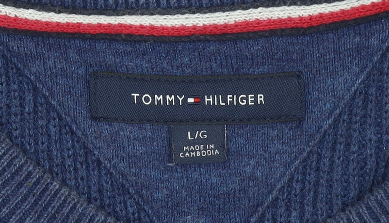 Mens UK Size L Tommy Hilfiger Blue Pullover Jumper