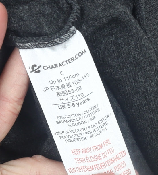 Boys UK Size 5-6 Years Character.com Grey Pullover Hoodie