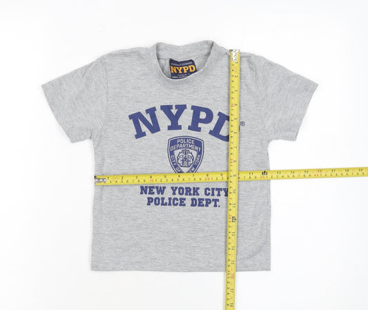 Boys UK Size XS NYPD Grey Basic T-Shirt