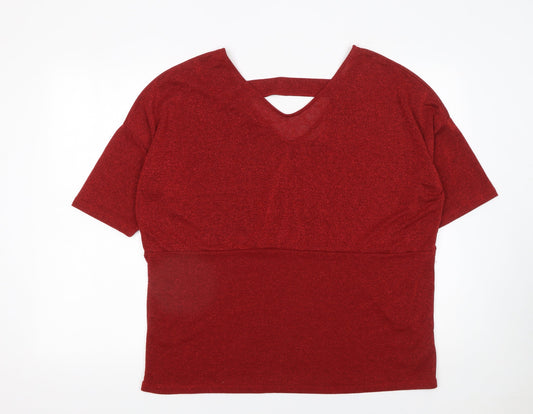 Womens UK Size 16 Anthology Red Basic T-Shirt