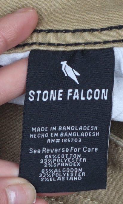 Mens UK Size 36/30 Stone Falcon Slim Fit Straight Beige Jeans