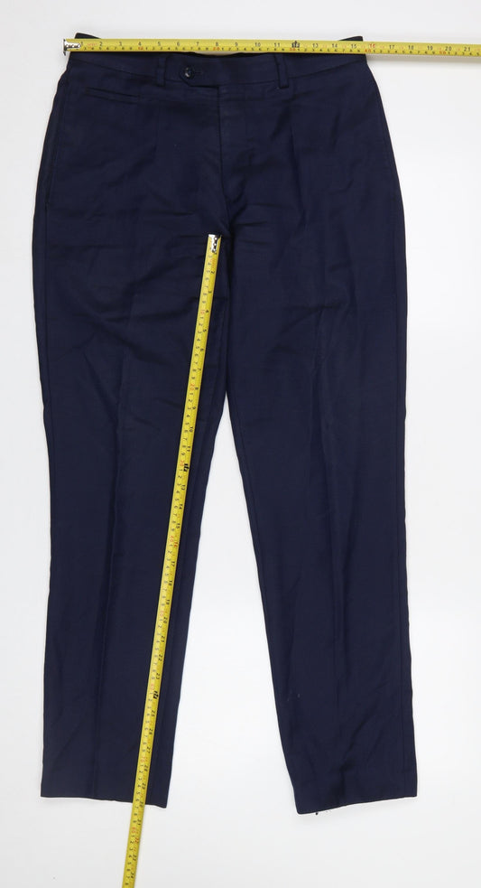 Mens UK Size 32R Remus Uomo Slim Fit Dress Pants Blue Trousers