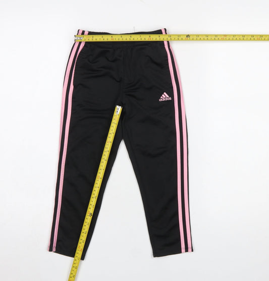 Girls UK Size 10 Years adidas Regular Fit Jogger Black Trousers