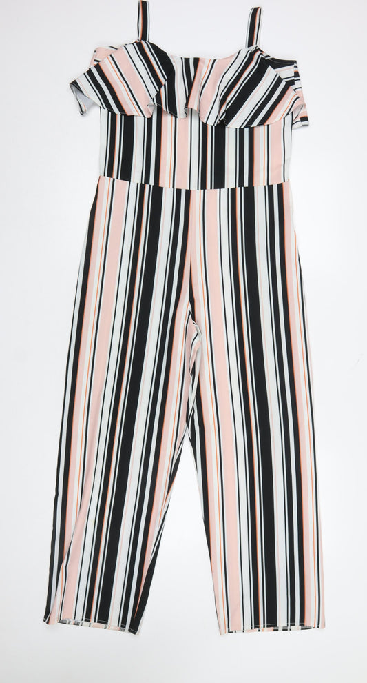 Lipsy London Girls Multicoloured Striped Off Shoulder Jumpsuit 14 Years