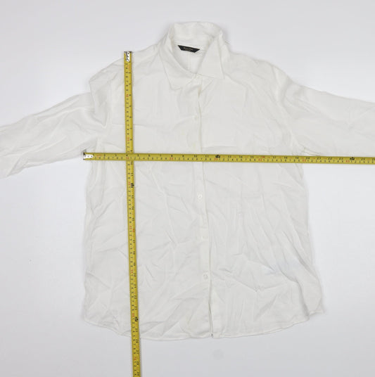 Womens UK Size 10 Massimo Dutti White Basic Button-Up
