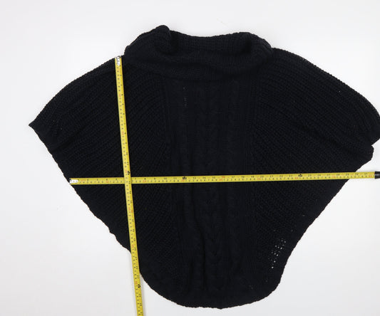 Accessorize Women Black Knit Cowl Snood Shawl M/L Winter Wool Blend