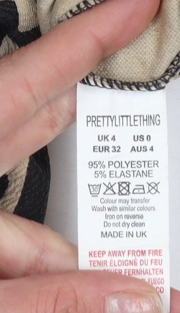 Womens UK Size 4 PRETTYLITTLETHING Regular Fit Casual Party/Cocktail Beige Trous