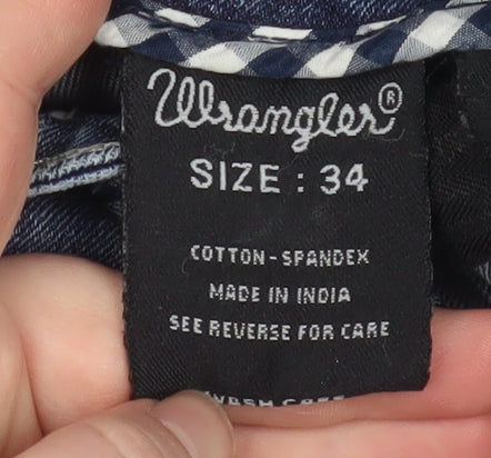Mens UK Size 34 Wrangler Regular Fit Straight Blue Jeans