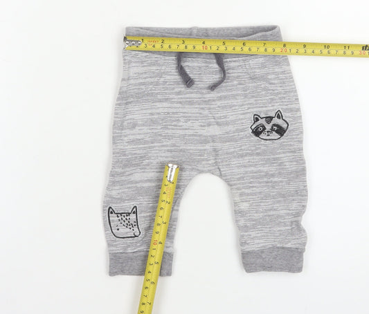 George Unisex Baby Grey Jogger Trousers 3-6 Months 100% Cotton Animal Print