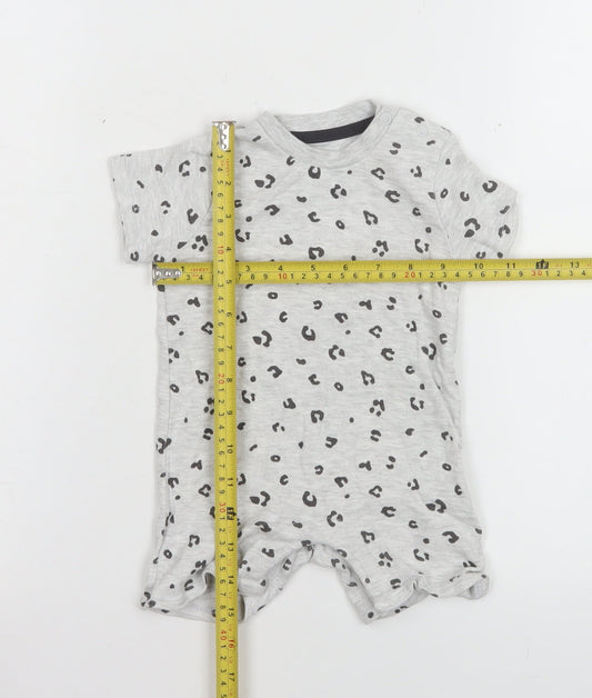 F&F Unisex Baby Grey Animal Print Romper 3-6 Months Cotton Blend Summer