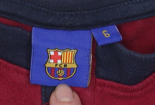 Boys UK Size 6 Years FC Barcelona Red Pullover T-Shirt