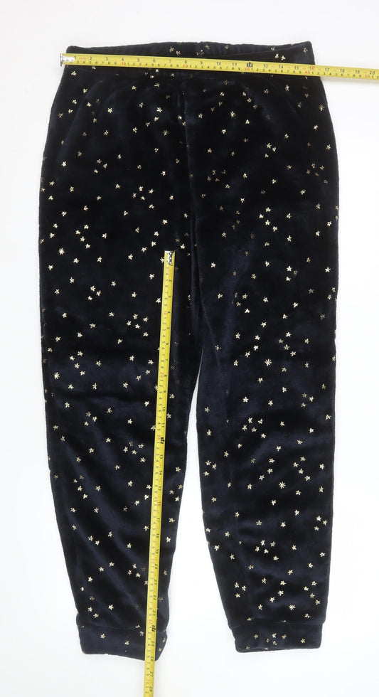 Tu Women's Black Velour Star Print Pyjama Pants Size 14