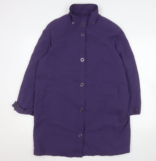 Four Seasons Women's Purple Long Rain Coat M Water Resistant Classic Style