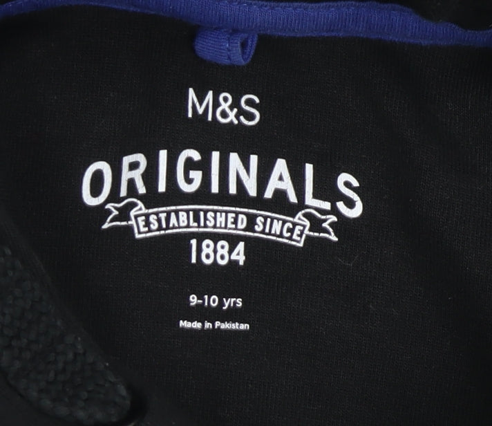 Boys UK Size 9-10 Years Marks and Spencer Black Pullover Hoodie