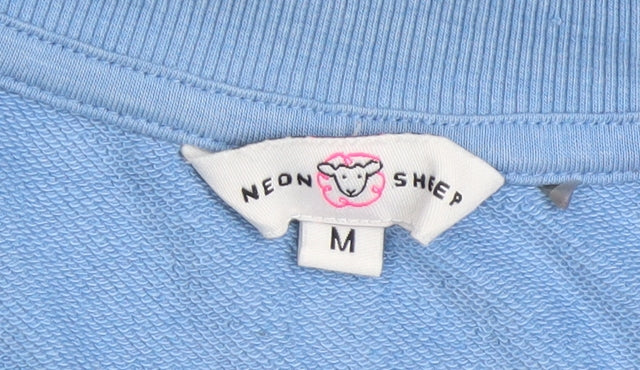 Womens UK Size M Neon Sheep Blue Pullover Sweatshirt