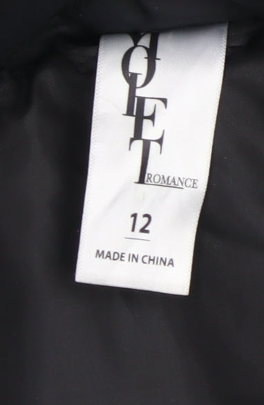 Womens UK Size 12 POET ROMANCE Black Quilted Coat