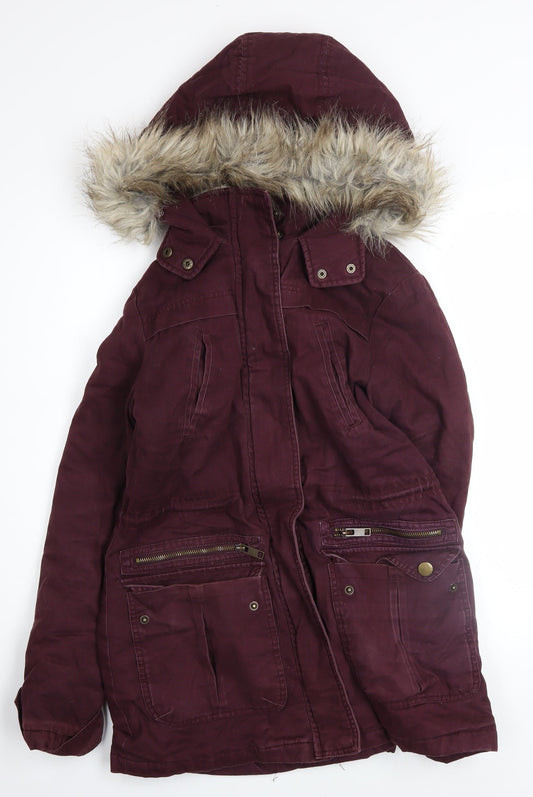 Womens UK Size 6 New Look Red Parka Coat