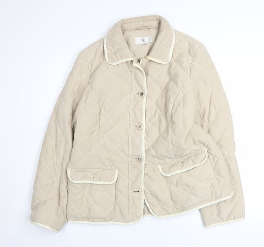 Womens UK Size 14 CC Beige Quilted Coat