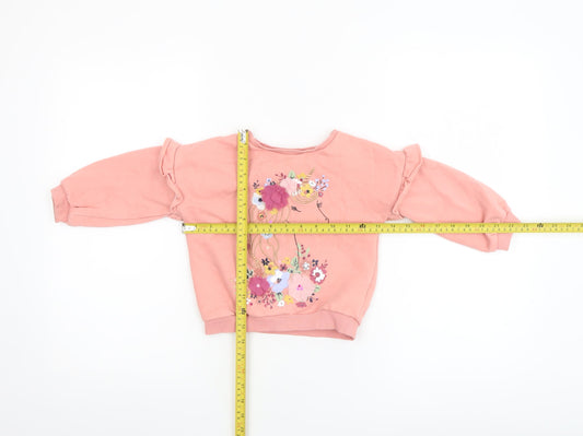 F&F Girls Pink Unicorn Sweatshirt 2-3 Years Long Sleeve Pullover